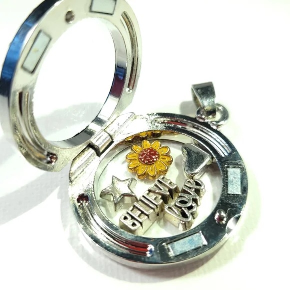 Floating Charm Locket with Rhinestone Rim - Picture 6 of 7
